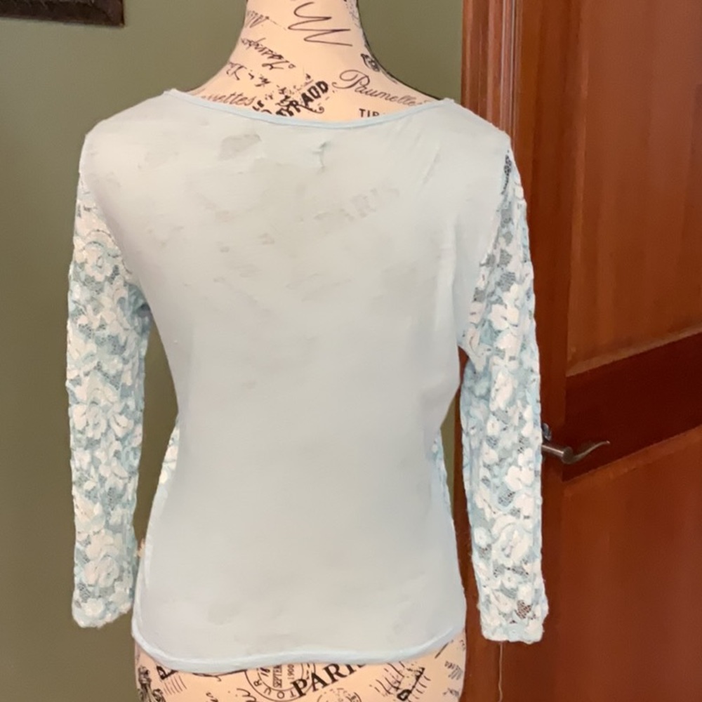Hollister Elegant Lace Top in Light Blue size Large - Picture 3 of 6